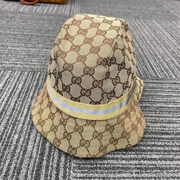 SOLD Gucci Beige Guccissima Stripe Bucket Hat - Picture 5 of 7